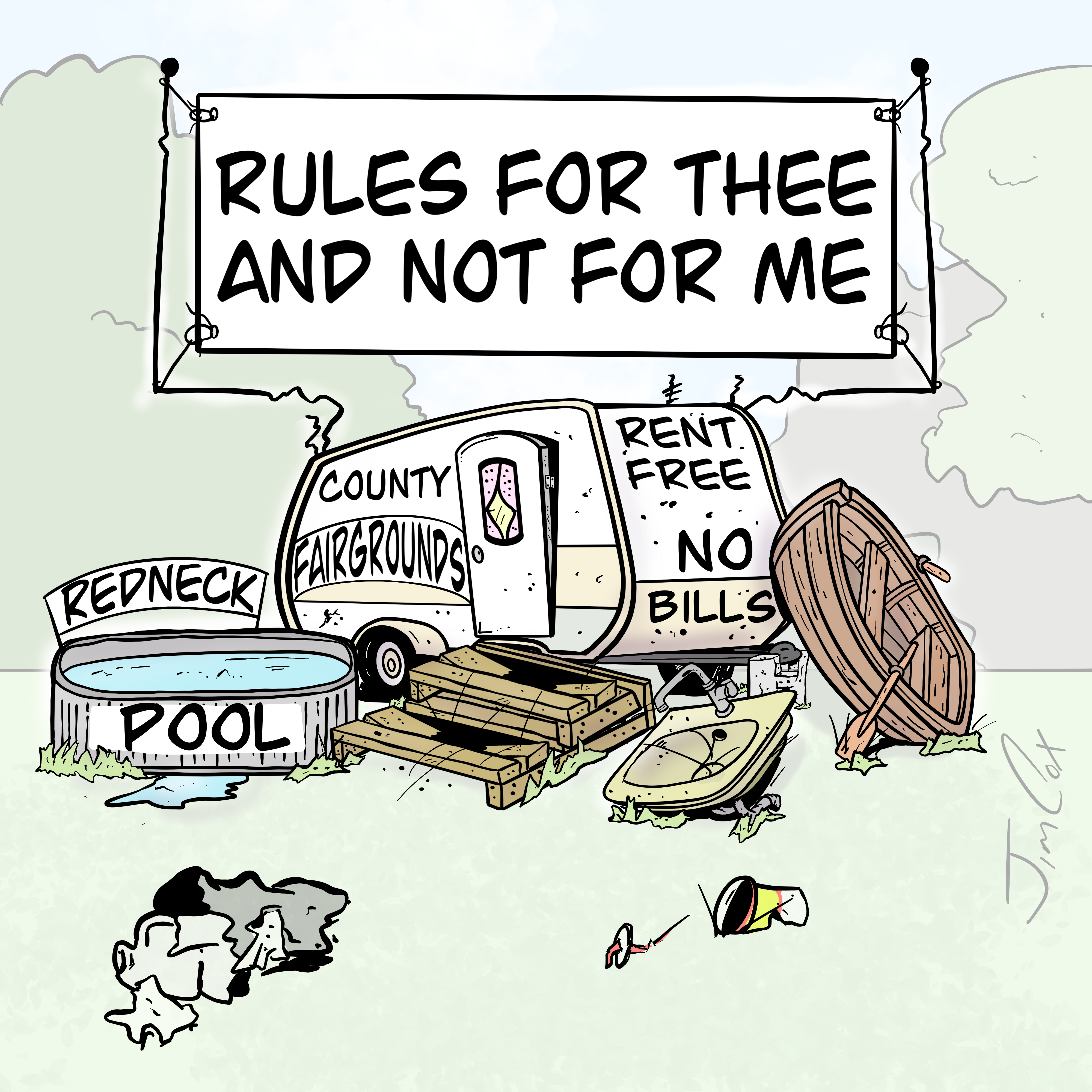 Editorial cartoon: County Fairgrounds