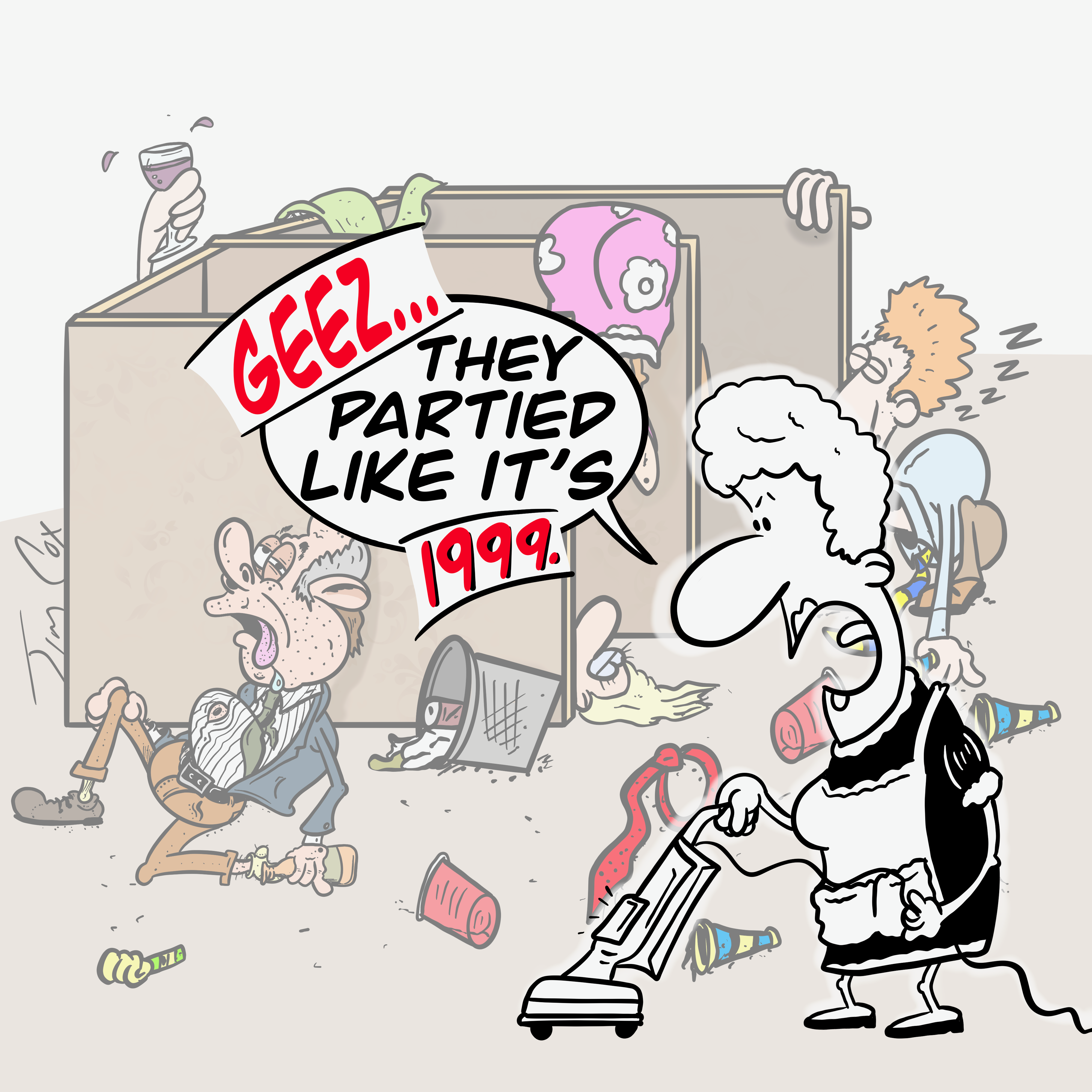 Gag cartoon: New Year's