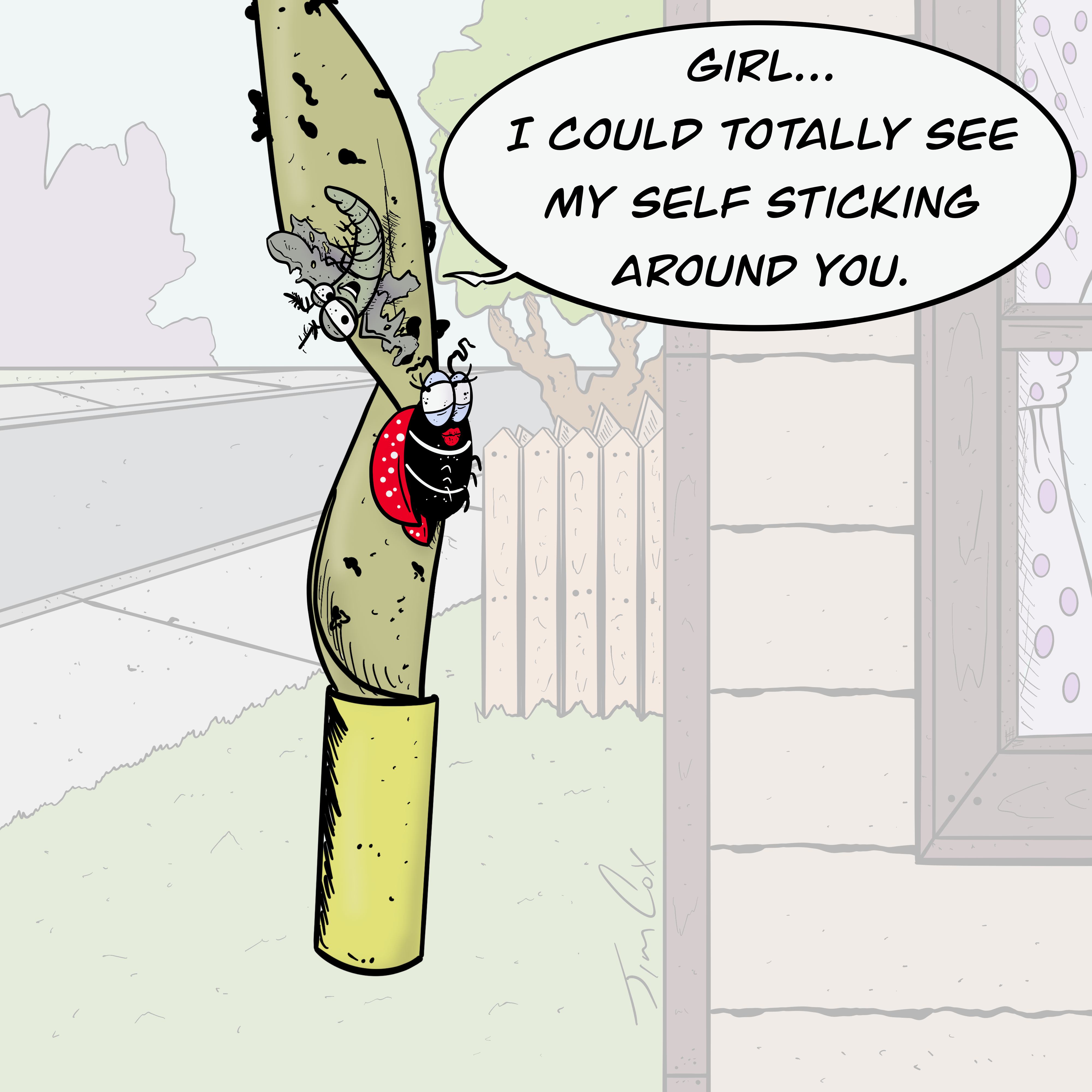 Gag cartoon: Porch Talk