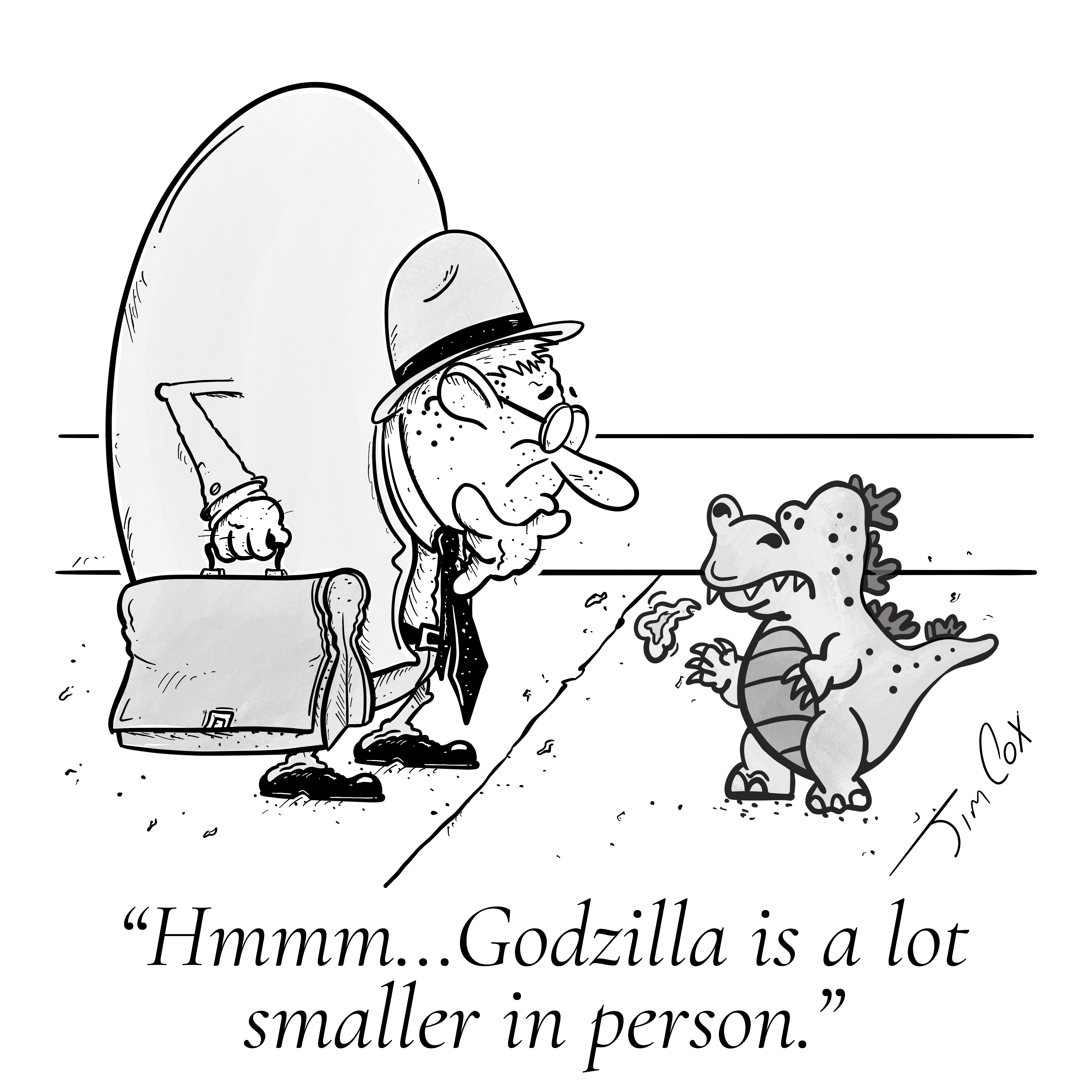 Gag cartoon: Tiny Godzilla