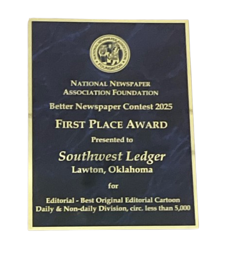 National Newspaper Association Foundation Better Newspaper Contest 2025 First Place Award plaque, Southwest Ledger
