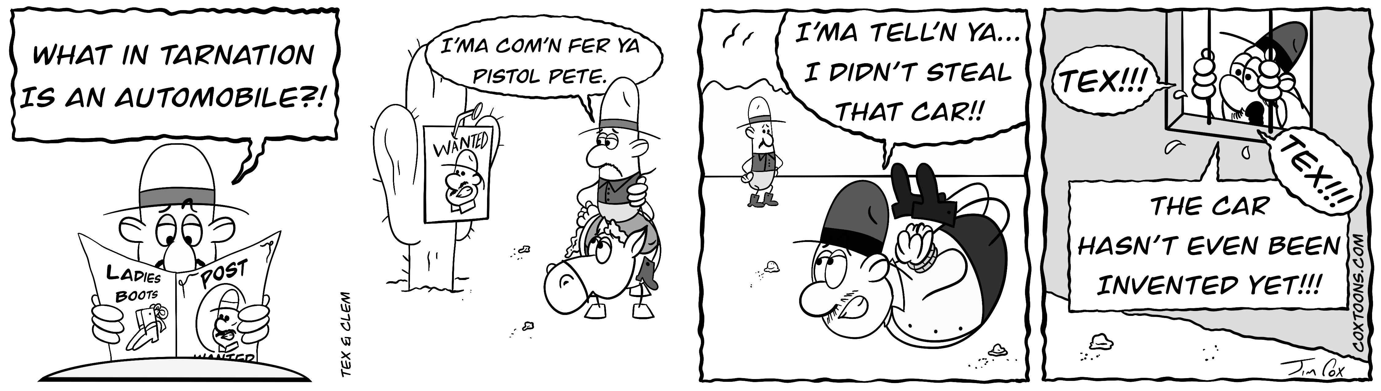 Tex and Clem comic strip: The Automobile